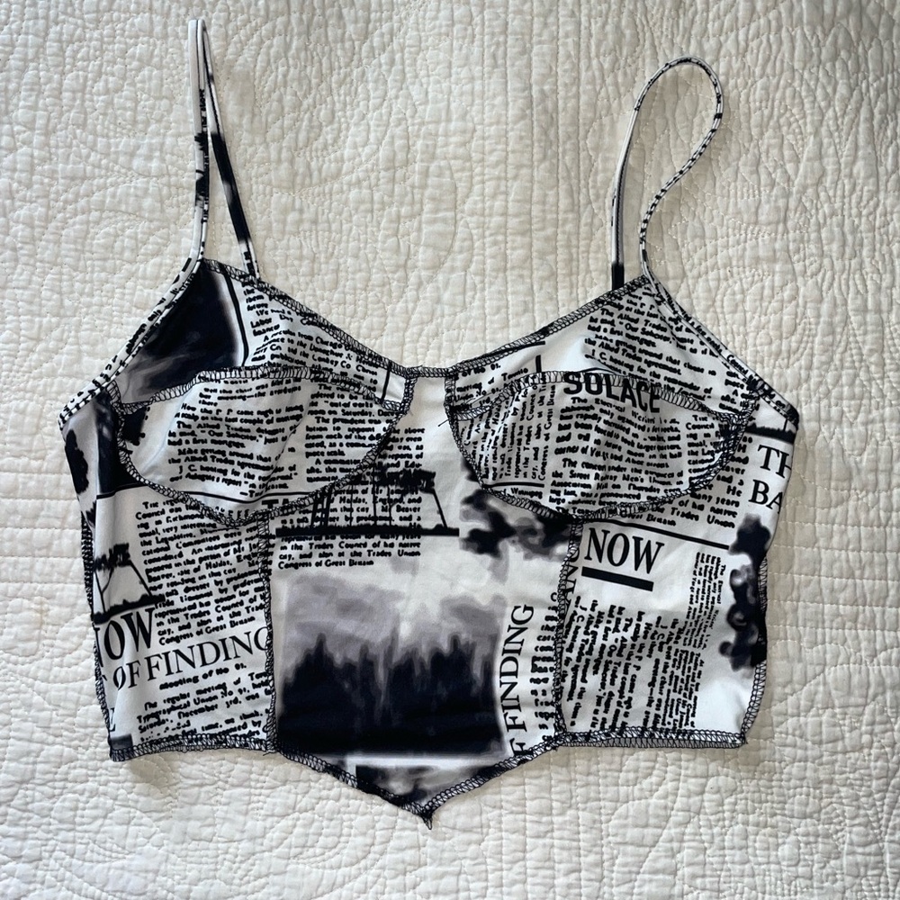 Newspaper print crop top